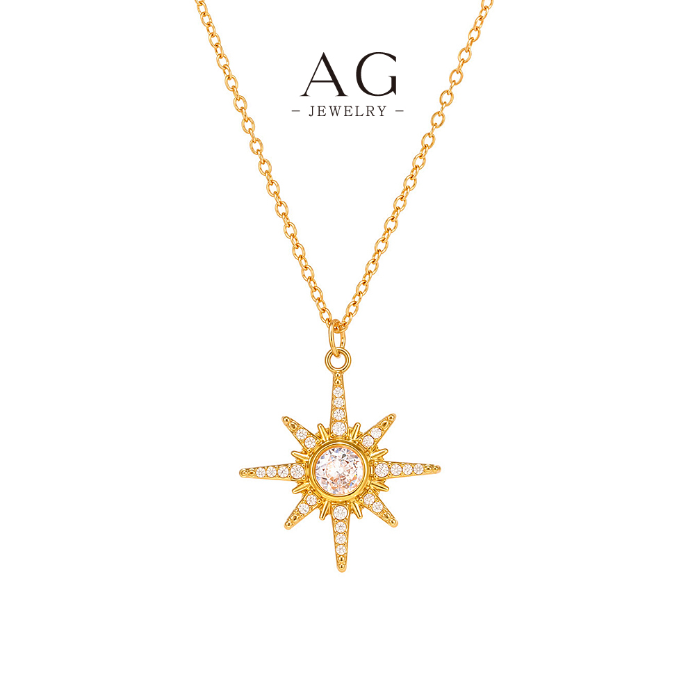 AG Sunflower Pendant Necklace Stainless Steel Botanical Joy Jewelry AGP1310
