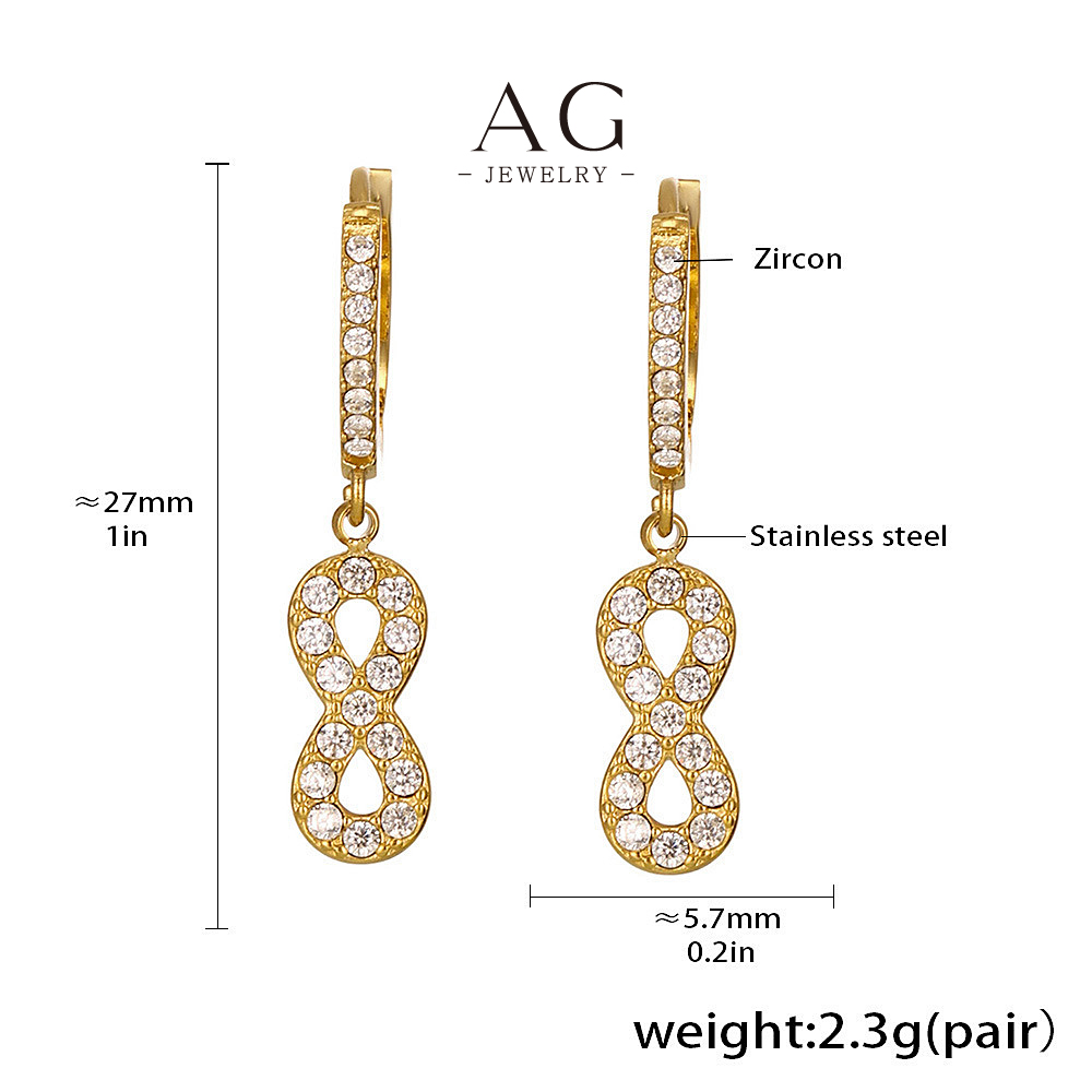 AG Stainless Steel Infinity Zirconia Hoop Earrings Eternal Love Gift AGF1690
