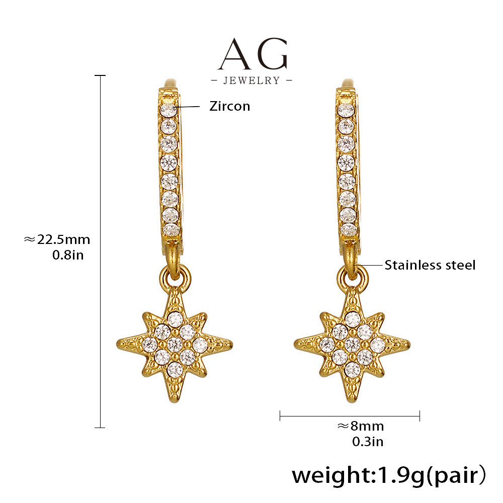 AG Stainless Steel Sunflower Zirconia Stud Earrings Happy Summer Gift AGF1686