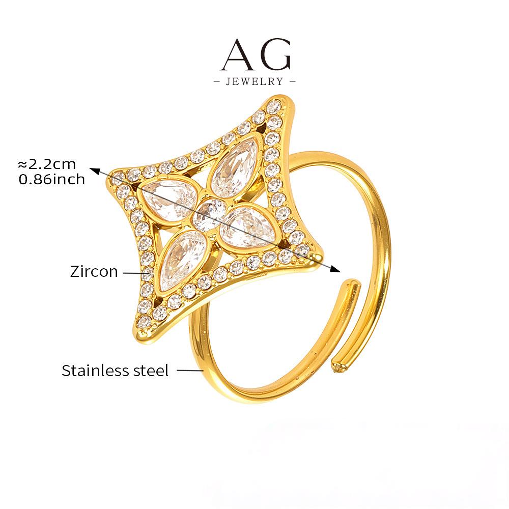 AG Diamond Shape Jewelry Set Necklace Bracelet Earrings Ring Geometric Collection AGTXA294
