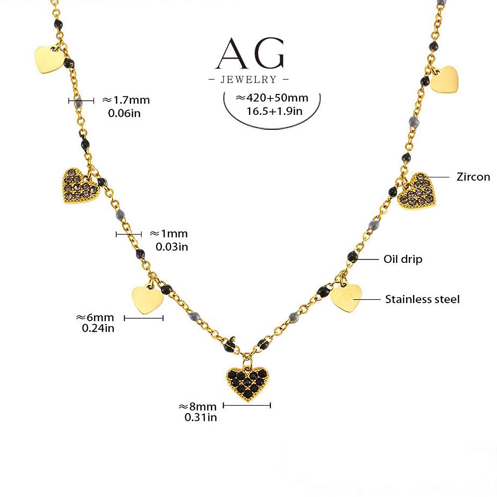 AG Small Heart Multi Charm Jewelry Set Necklace Bracelet Earrings Anklet Romantic Collection AGTXP224