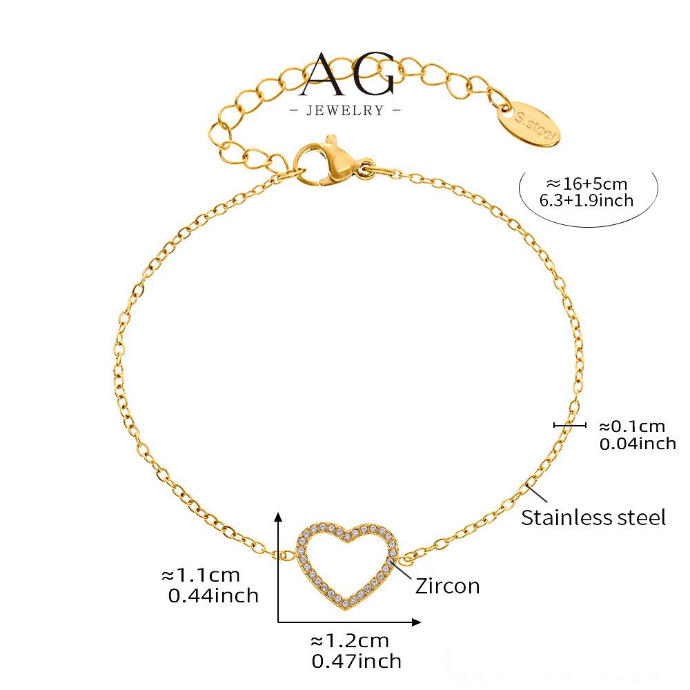 AG Hollow Heart Shape Jewelry Set Necklace Bracelet Delicate Openwork Design AGTXE234