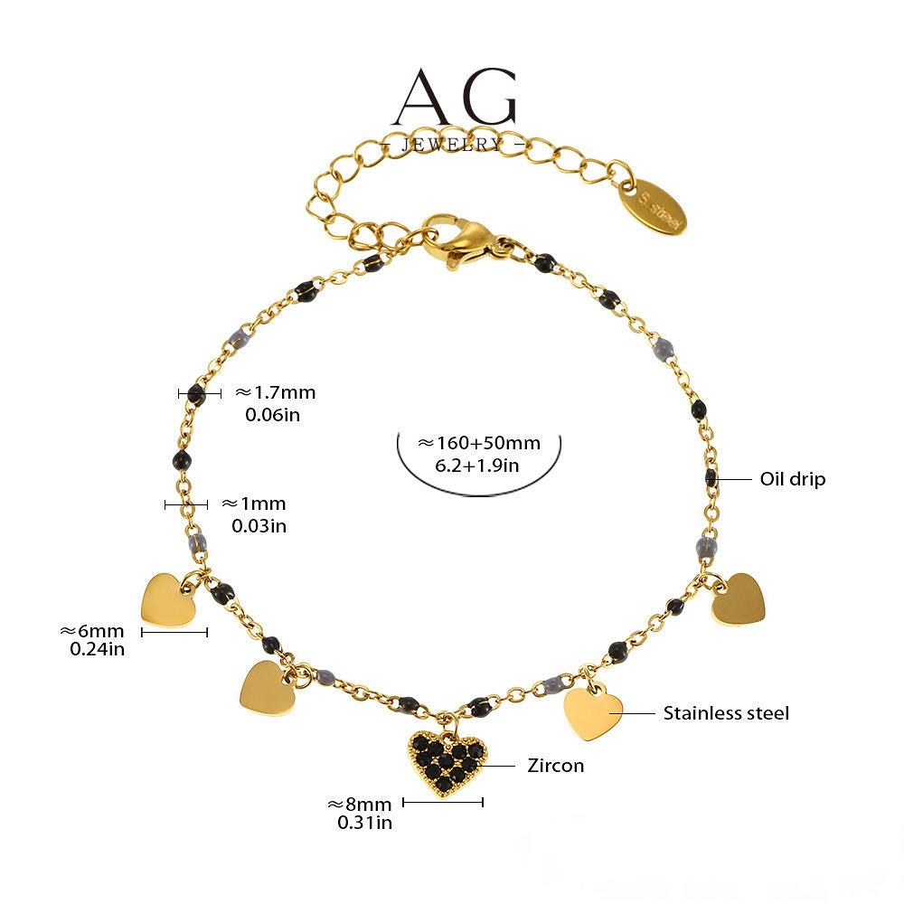 AG Small Heart Multi Charm Jewelry Set Necklace Bracelet Earrings Anklet Romantic Collection AGTXE224