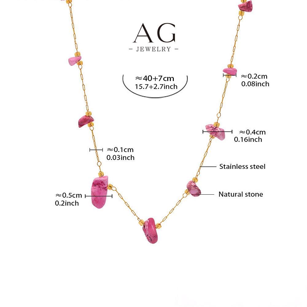 AG Natural Gemstone Stainless Steel Necklace BSCI Certified Jewelry Supplier AGP2155