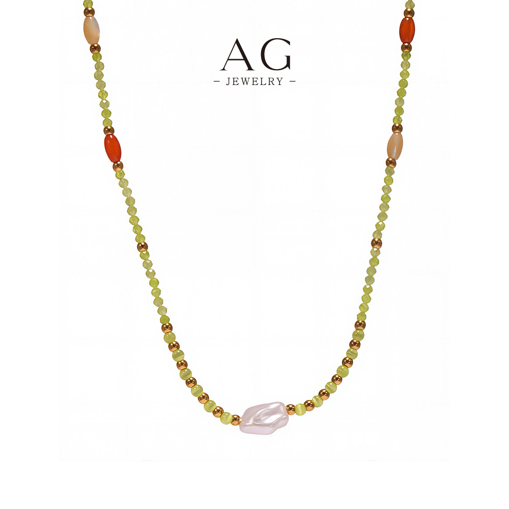 AG Stainless Steel Beaded Charm Necklace Stackable Layered Jewelry AGP1268 
