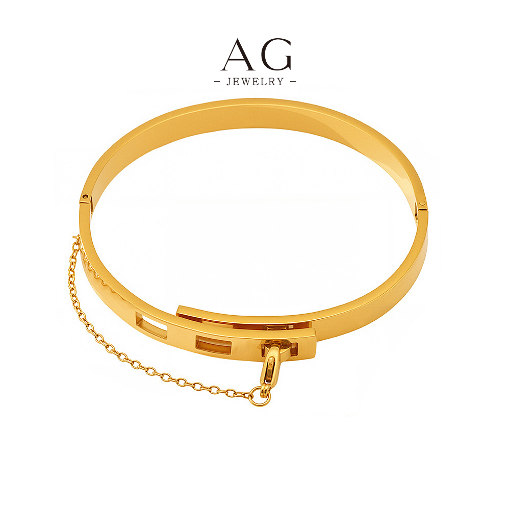 AG Stainless Steel Lock Mechanism Bangle Statement Hardware Jewelry AGZ215
