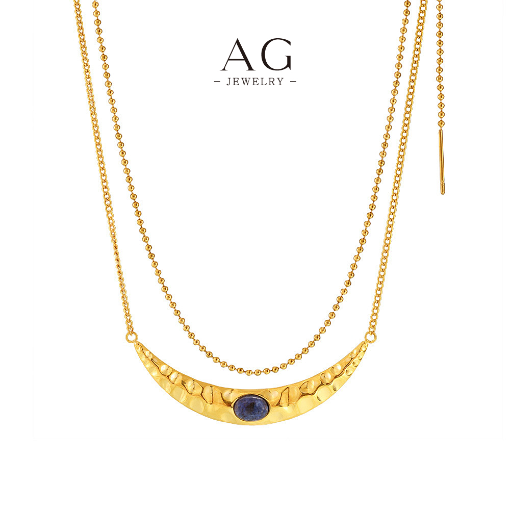 AG Stainless Steel Moon Crescent Pendant Necklace Celestial Charm Jewelry AGP2007