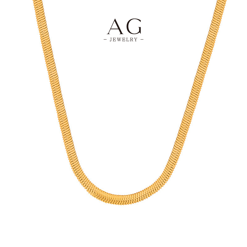 AG Stainless Steel Snake Chain Necklace Hypoallergenic Layering Jewelry AGP1694