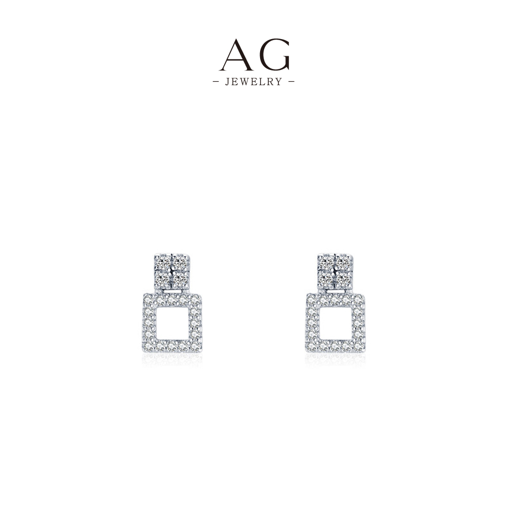 AG Princess Cut Square Zircon Stud Earrings 925 Sterling Silver Modern Architecture Jewelry AGYGE1246