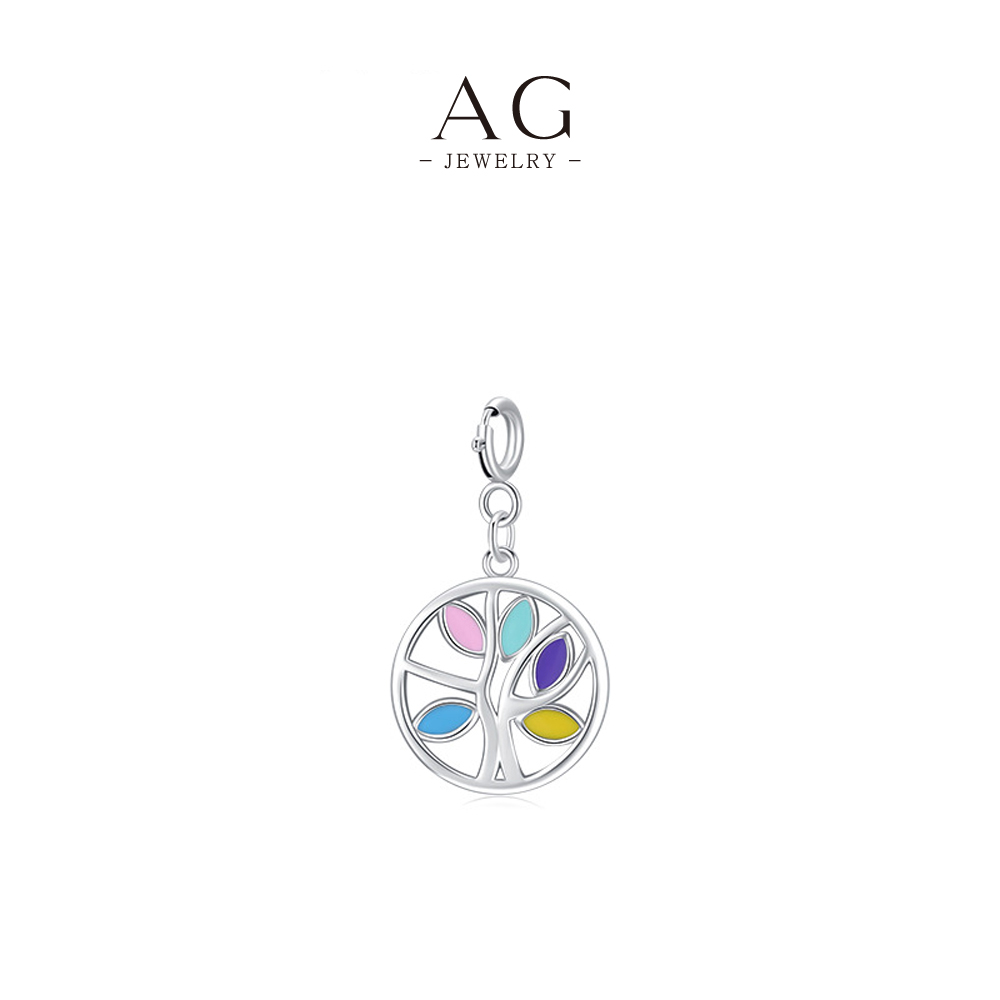 AG Colorful Epoxy Resin Round Pendant 925 Silver Vibrant Statement Jewelry AGRHN1128