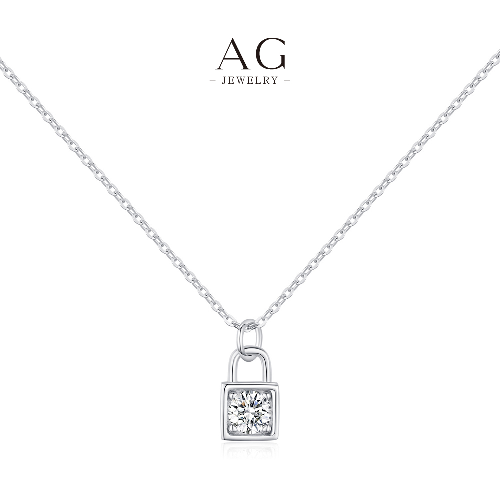 AG 925 Silver Lock Charm Necklace Vintage Style Security Pendant Gift For Her AGMSN0028