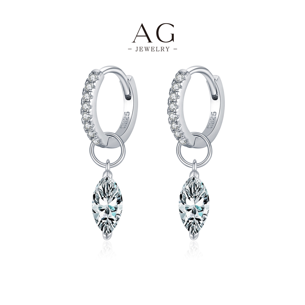 AG Baguette Drop Earrings 925 Sterling Silver Linear Modernist Ear Jewelry AGMSE0105