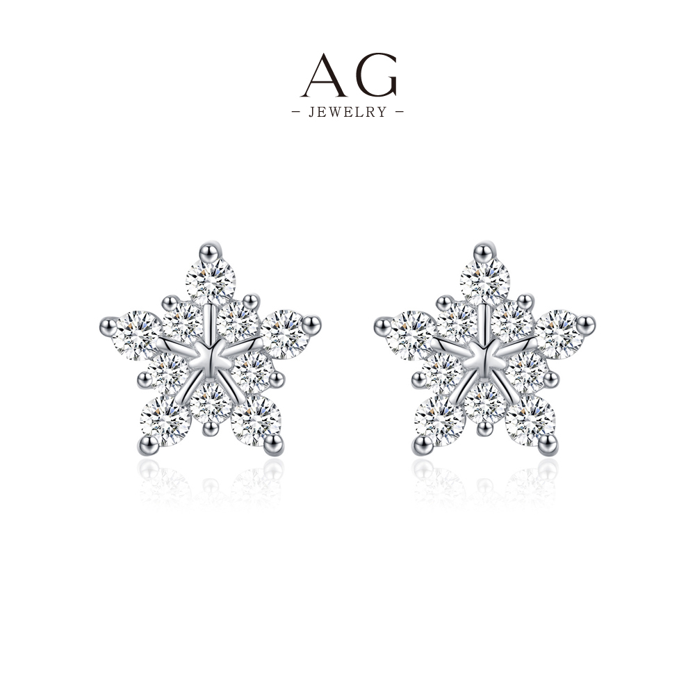 AG Maple Leaf Zircon Earrings 925 Sterling Silver Autumn Nature Inspired Jewelry AGMSE0097