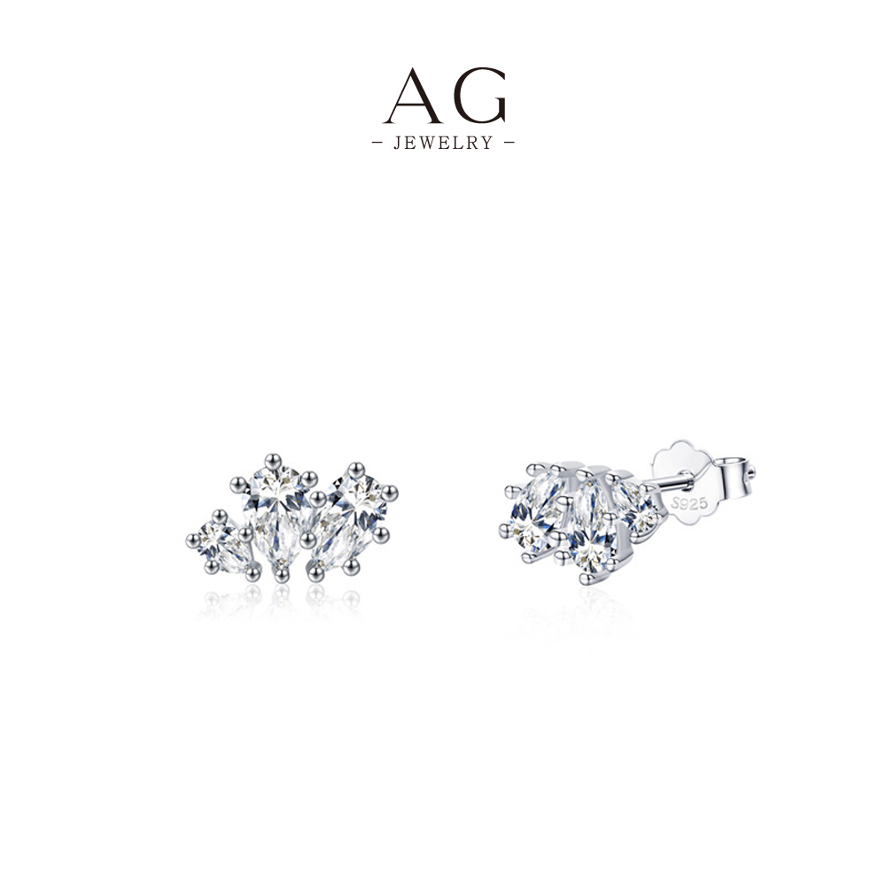 AG Minimalist Zircon Stud Earrings 925 Sterling Silver Hypoallergenic Gift Ideas AGYGE2830