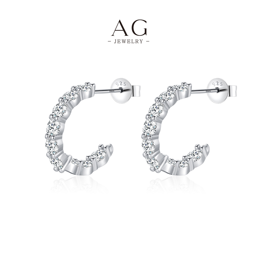 AG Minimalist Zircon Studs 925 Sterling Silver Everyday Luxury Earrings AGMSE0092