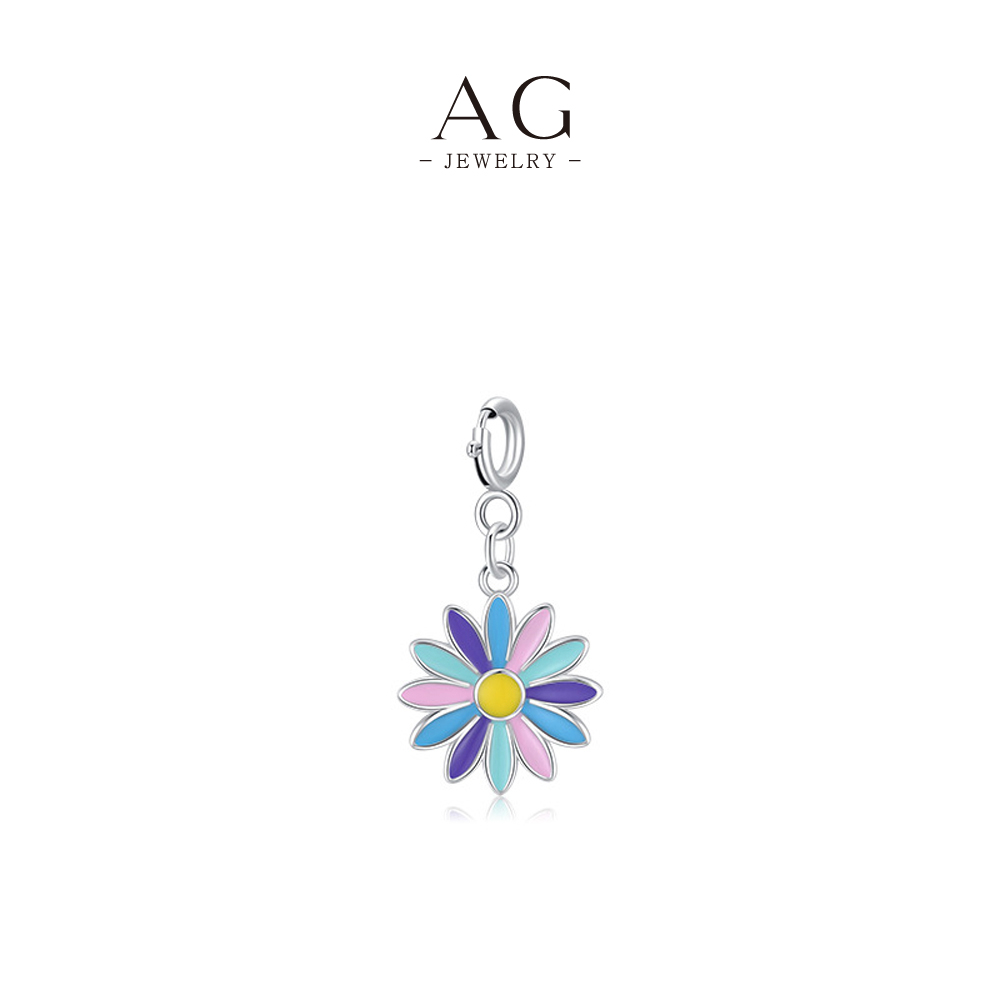 AG Sunflower Locket Pendant 925 Sterling Silver Happy Yellow Flower Jewelry AGRHN1132