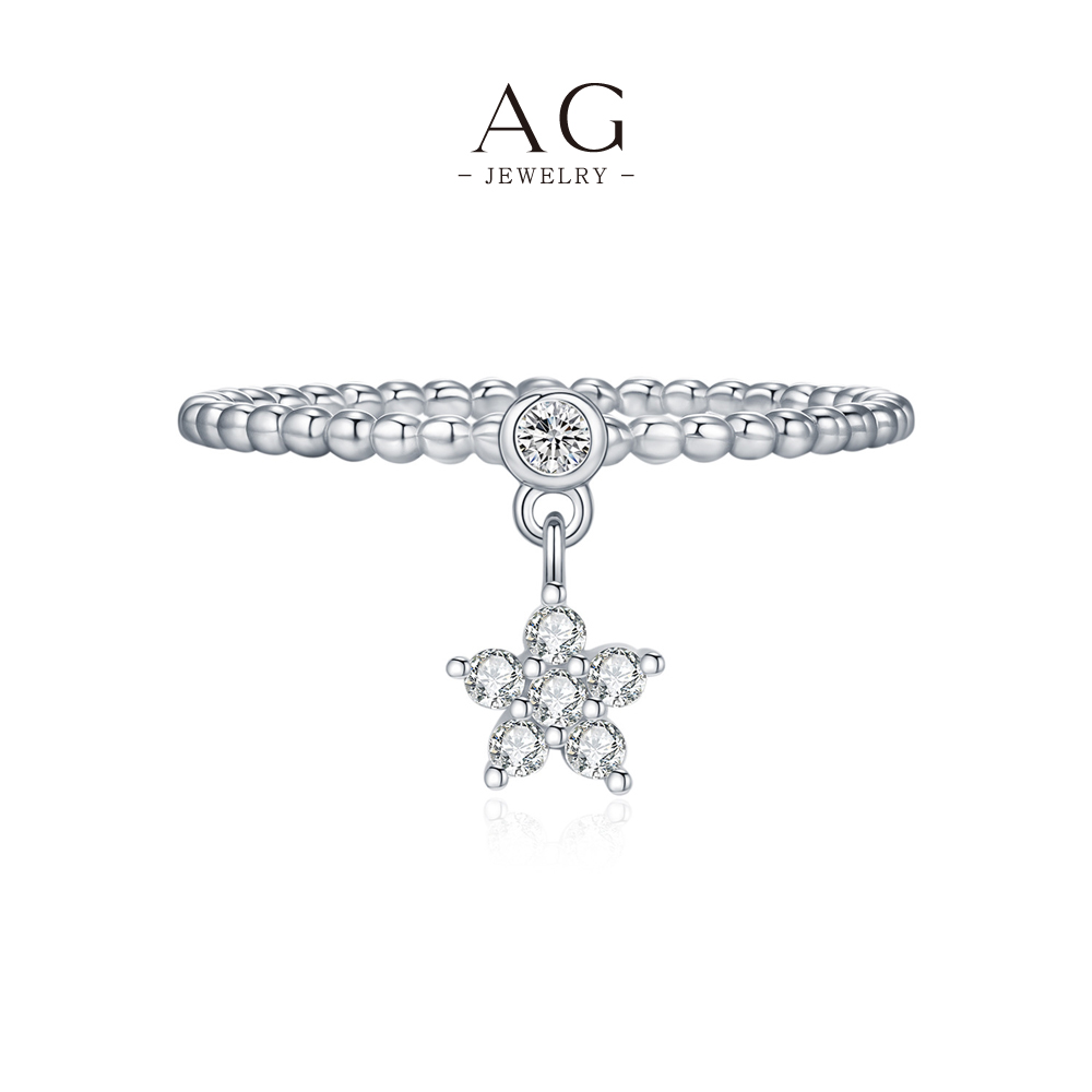 AG Floral Star Cluster Ring 925 Sterling Silver Celestial Garden Jewelry AGMSR0126
