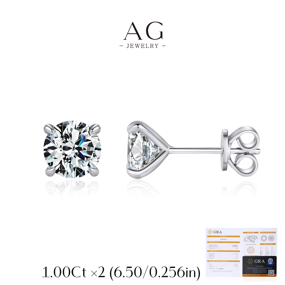 AG Classic Zircon Stud Earrings 925 Sterling Silver Timeless Fine Jewelry for Her AGMSE0100