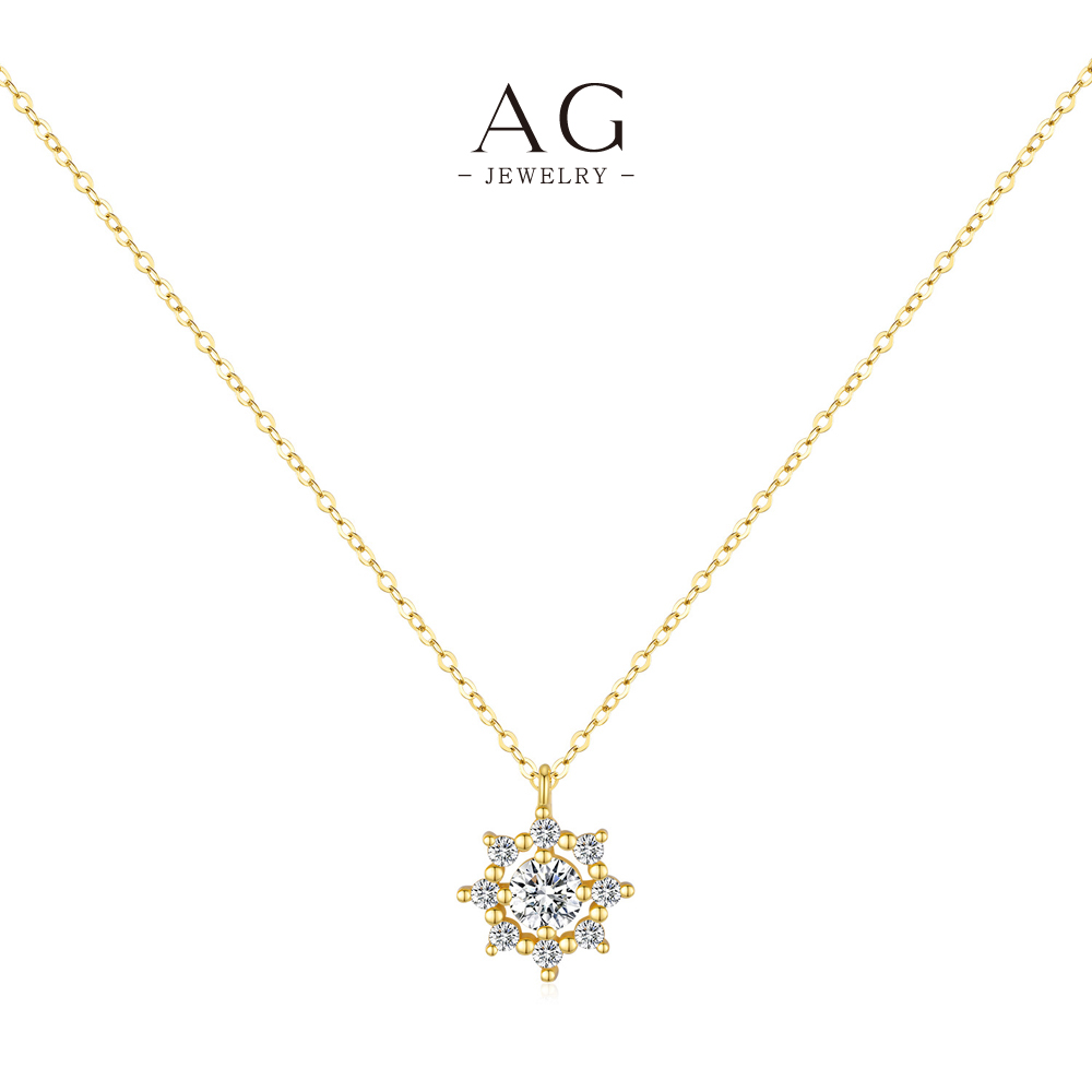 AG Sunflower Pendant Necklace 925 Sterling Silver Dainty Yellow Flower Jewelry AGMSN0031