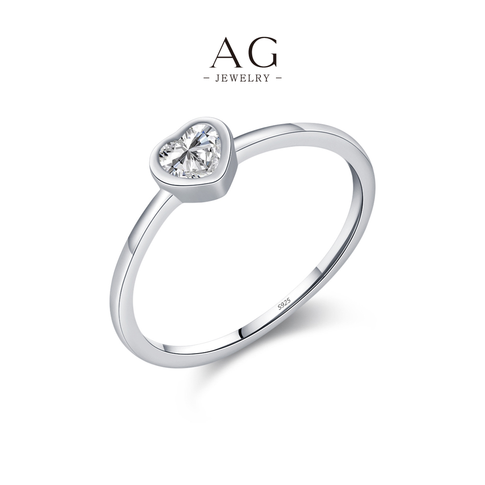 AG Heart Shaped Ring 925 Sterling Silver Romantic Token Jewelry AGMSR0052