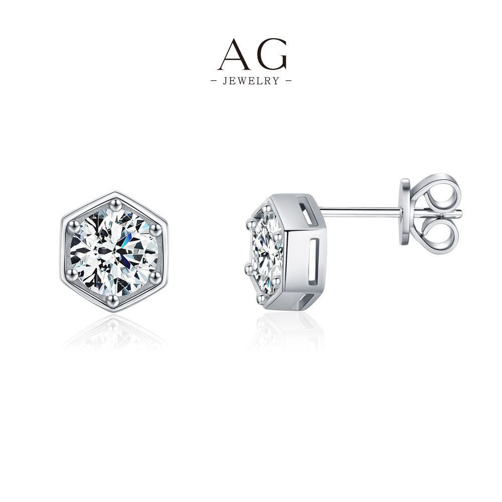 AG Sparkling Zircon Earrings 925 Sterling Silver Crystal Brilliance Jewelry AGMSE0090