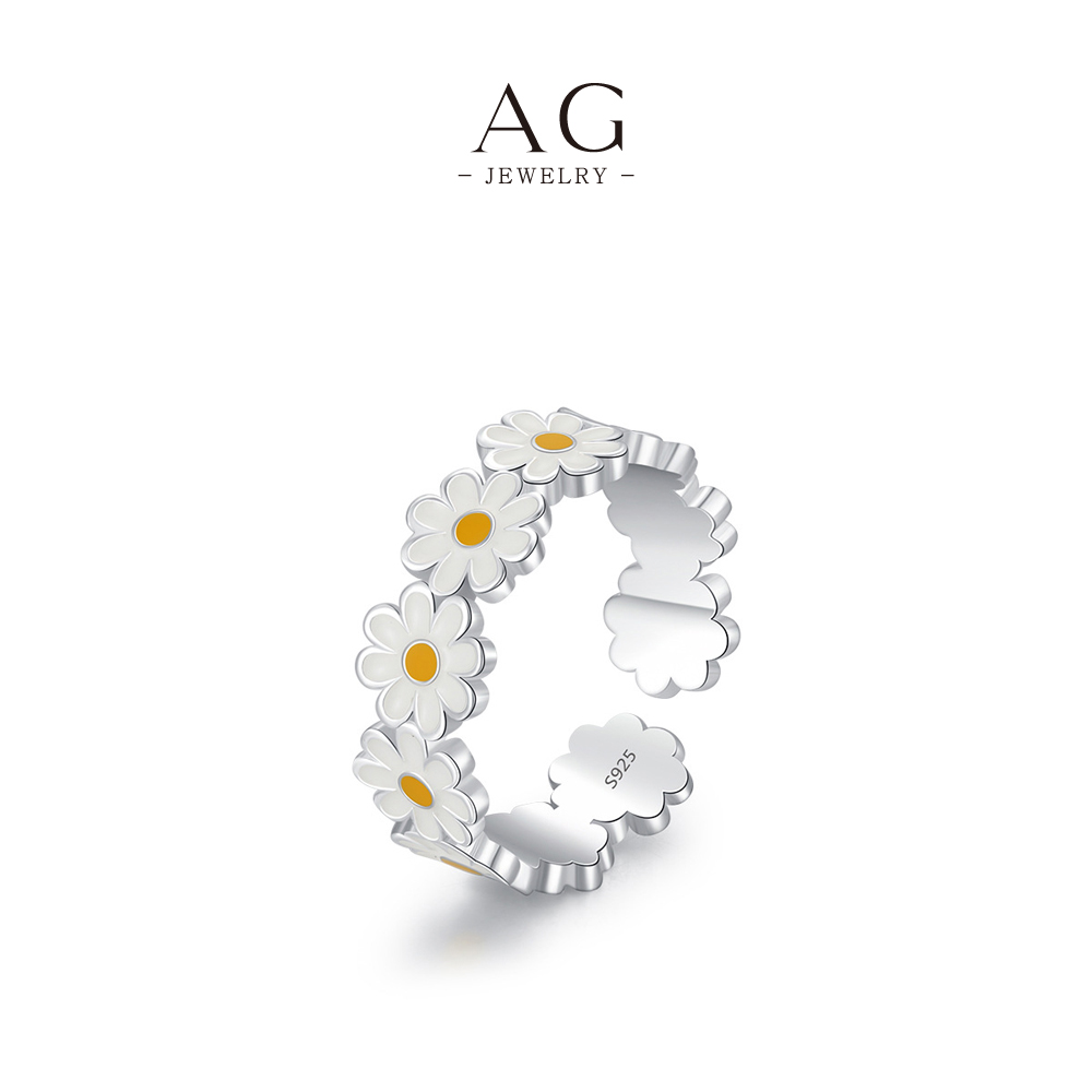 AG Sunflower Bloom Ring 925 Sterling Silver Botanical Joy Jewelry AGR00232