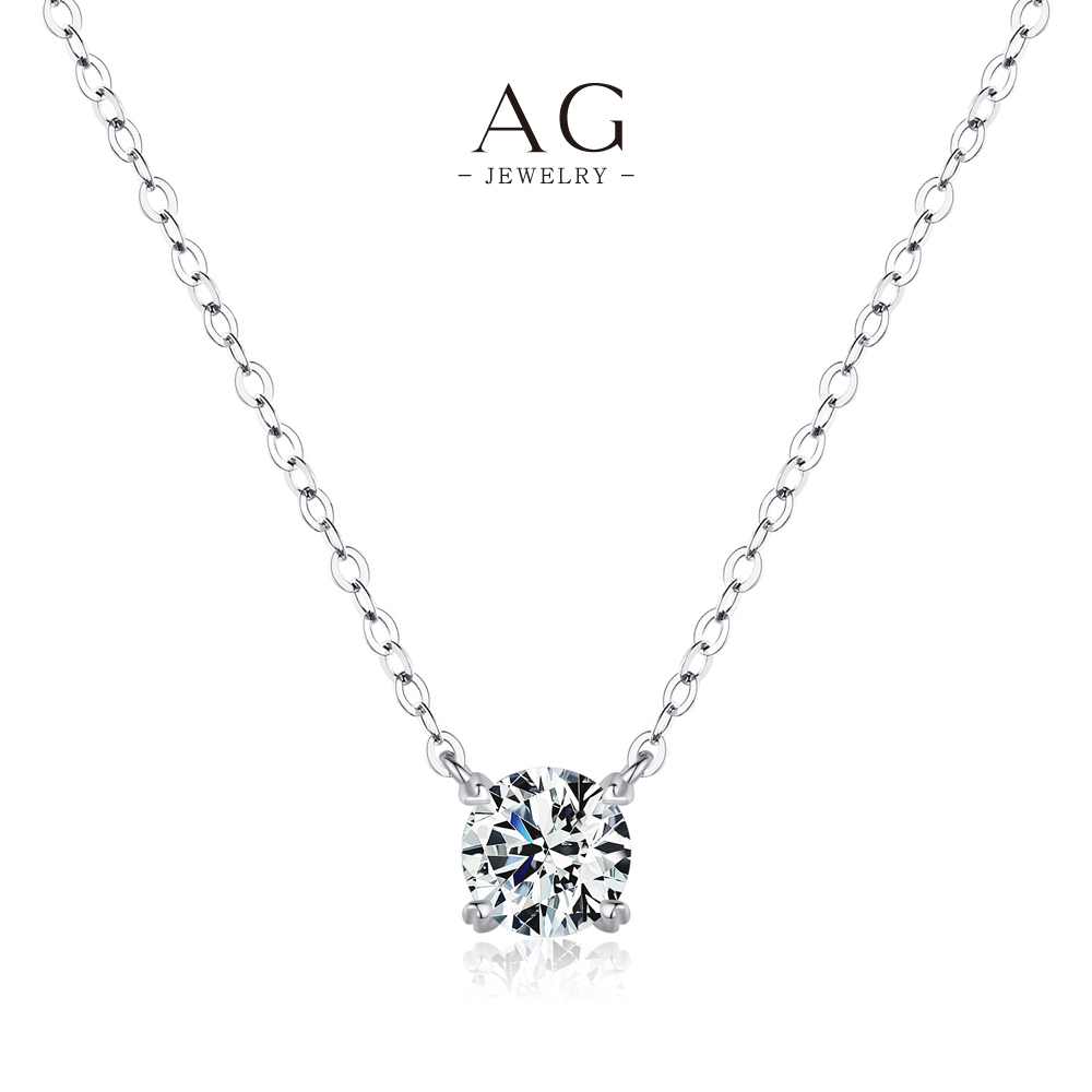 AG Teardrop Zircon Pendant Necklace 925 Sterling Silver Elegant Wedding Jewelry Gift AGMSN0046
