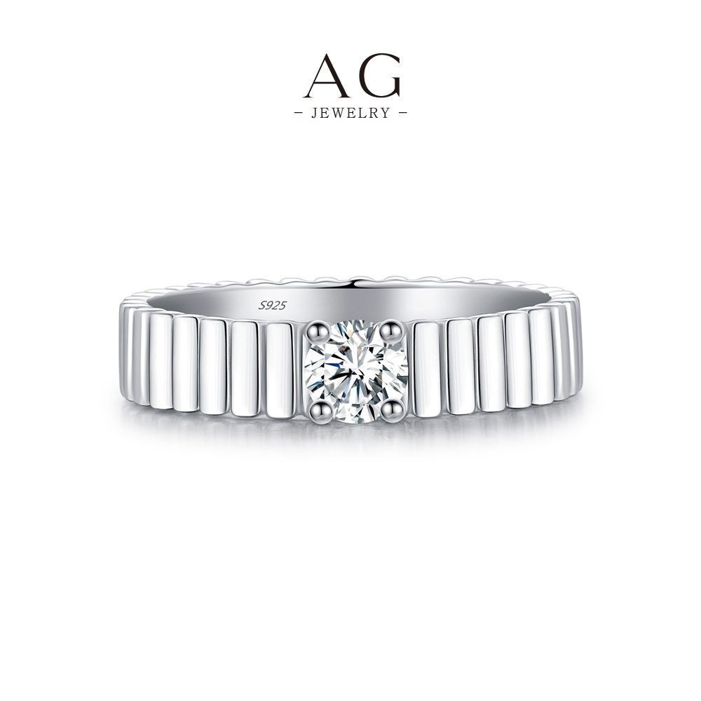 AG JEWELRY Solitaire Engagement Ring 925 Sterling Silver Forever Promise Jewelry AGMSR0083