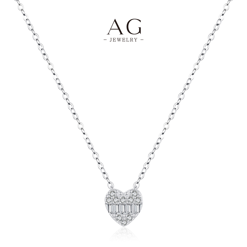 AG Heart Shaped Solitaire Pendant 925 Sterling Silver Valentine's Gift AGRHN1540