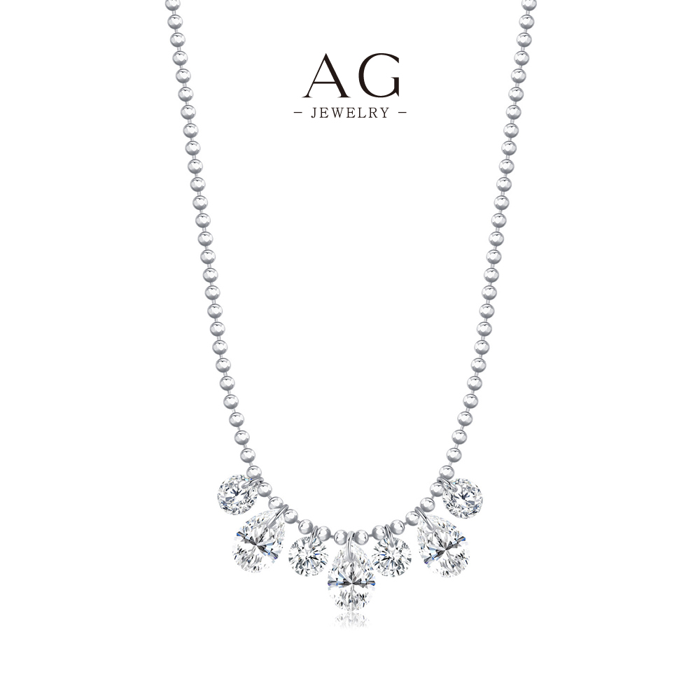 AG Luxury Crystal Zircon Wedding Necklace 925 Sterling Silver Bridal Tiara Collection AGRHN1831