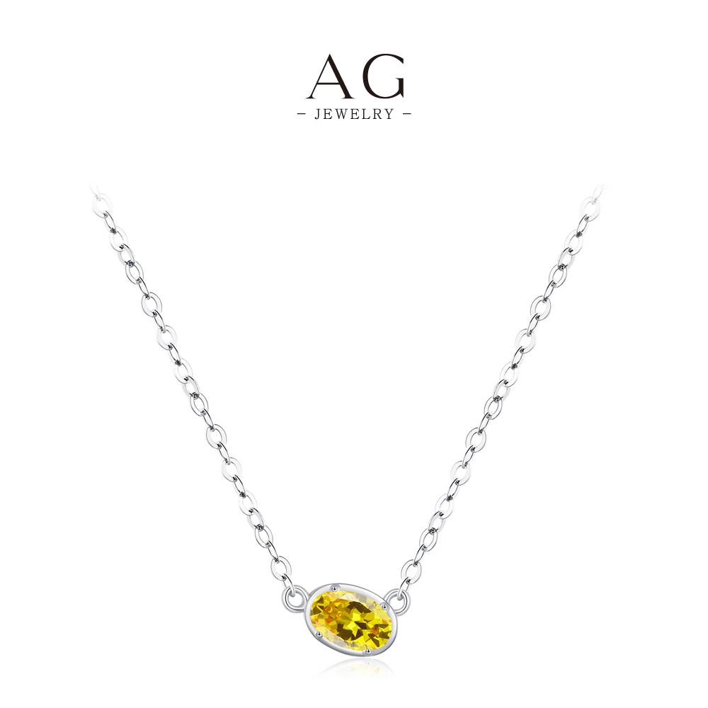 AG Oval Champagne Zircon Pendant Elegant Daily Wear Necklace AGRHN1632