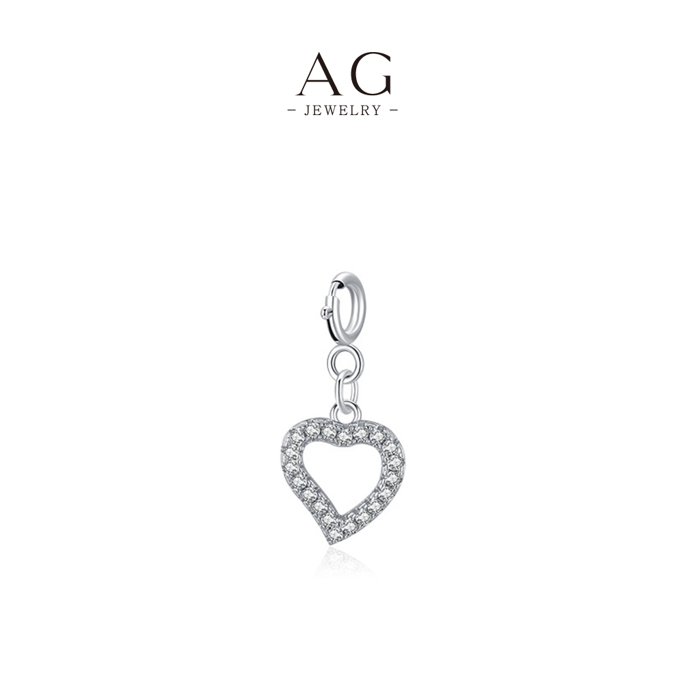 AG Hollow Heart Pendant Necklace 925 Sterling Silver Delicate Openwork Jewelry AGRHN1137