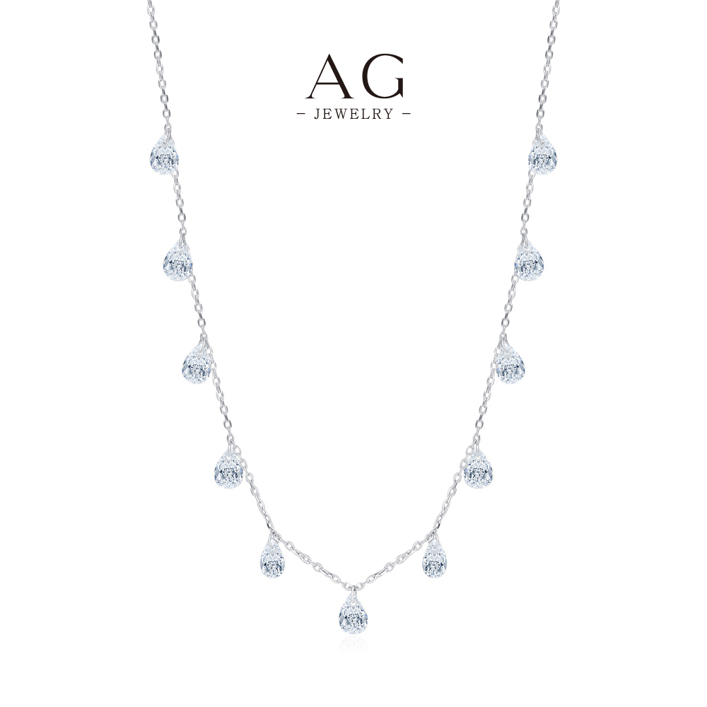 AG Multi Zircon Station Necklace 925 Sterling Silver Celestial Sparkle Jewelry AGRHN1574