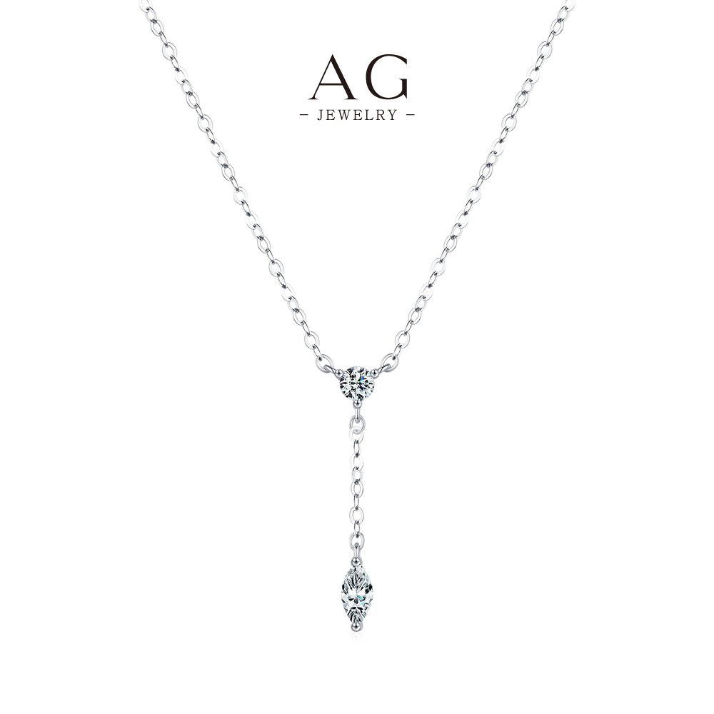 AG Round and Baguette Zircon Necklace Modern Statement Piece AGRHN1741