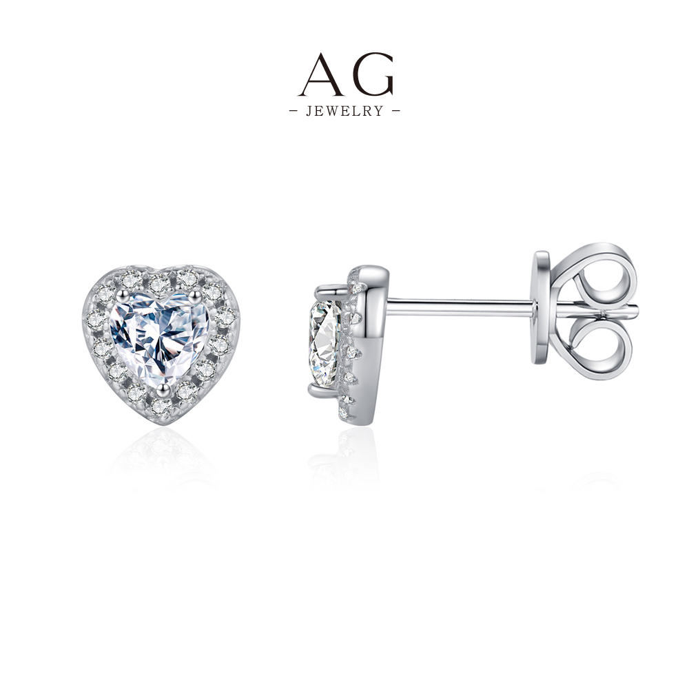 AG Square Teardrop Heart Round Zircon Stud Earrings 925 Sterling Silver Multi Shape Jewelry Set AGMSE0041