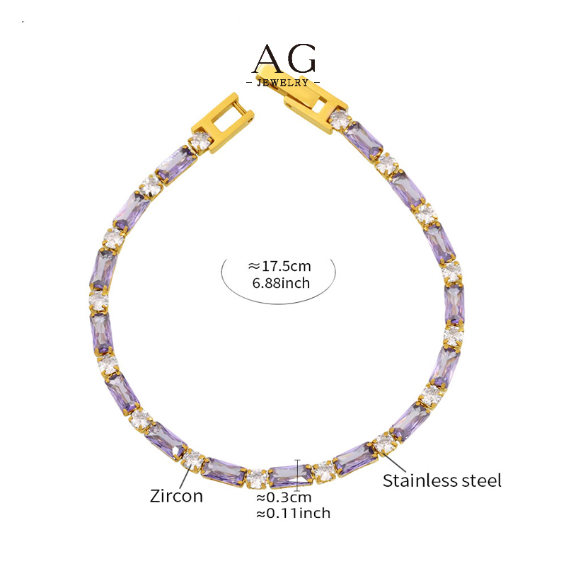 AG Stainless Steel Full Cut Zirconia Tennis Bracelet BSCI Certified Jewelry AGE595