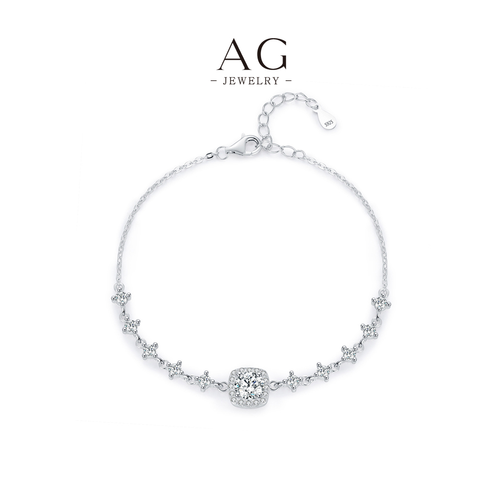 AG Wedding Band Style Zircon Bracelet 925 Sterling Silver Bridal Stackable Jewelry AGMSB0070