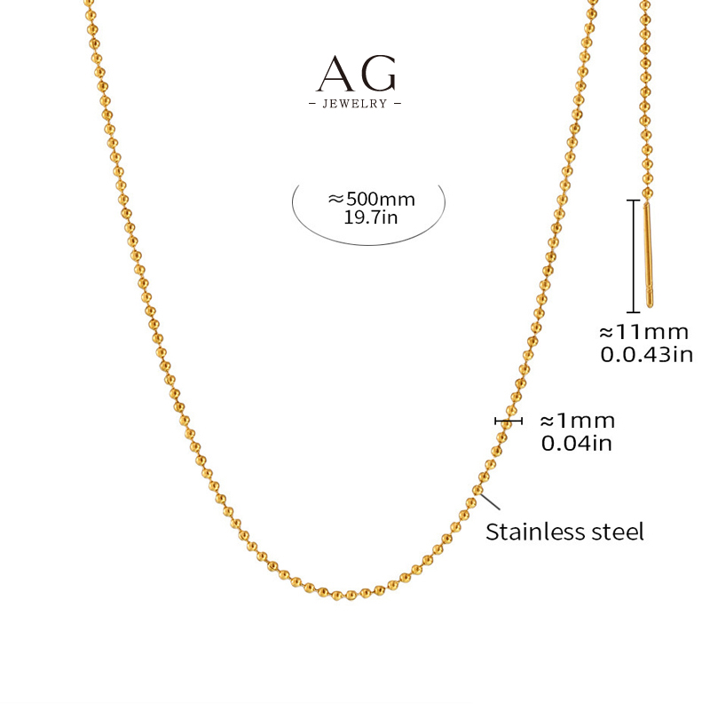 AG Beaded Chain Necklace Stainless Steel Industrial Chic Jewelry AGP1178 