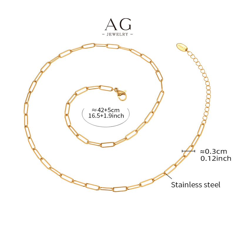 AG Geometric Link Chain Necklace Stainless Steel Modular Architecture Jewelry AGP1257