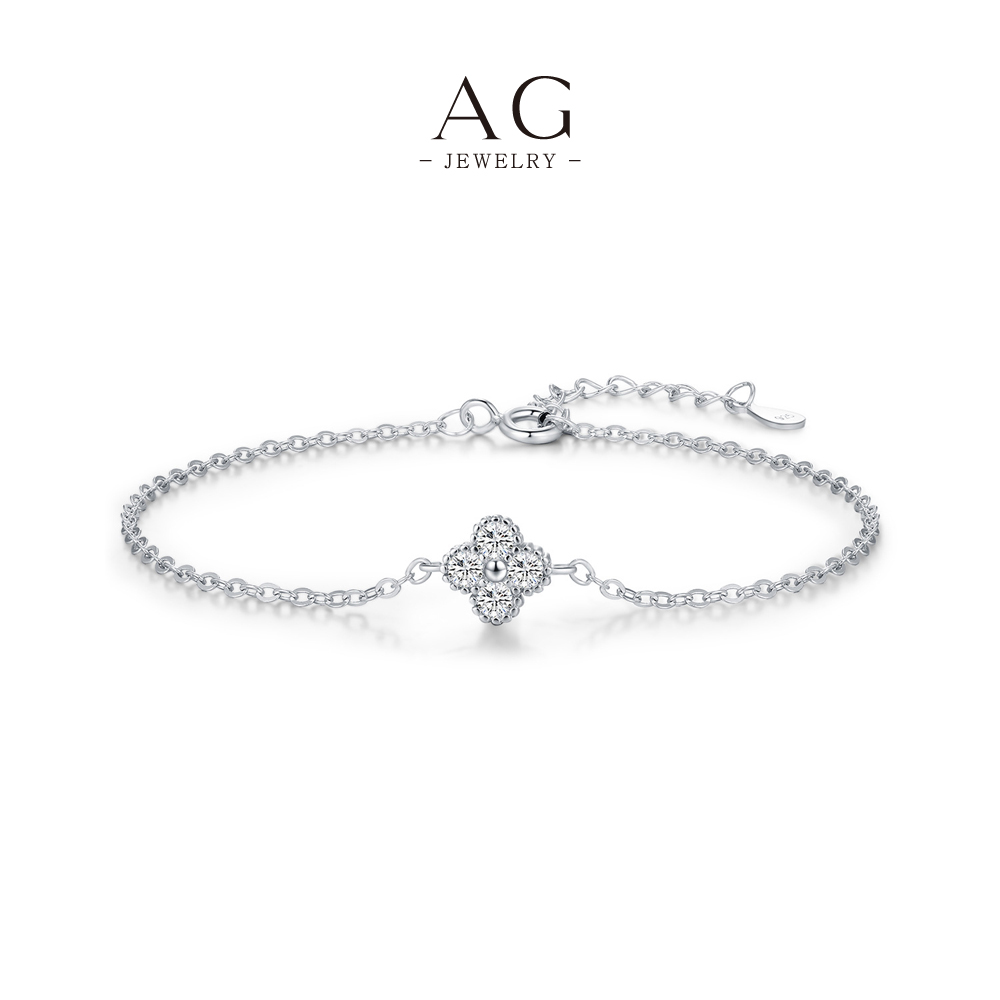 AG Floral Motif Bracelet 925 Sterling Silver Botanical Inspired Jewelry AGRHB1874