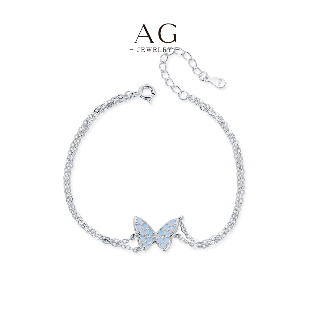 AG Butterfly Charm Bracelet 925 Sterling Silver Nature Inspired Jewelry AGRHB1814