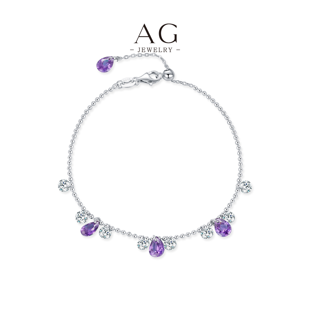 AG Purple Zircon Tennis Bracelet 925 Sterling Silver Amethyst Color Jewelry AGRHB1816 