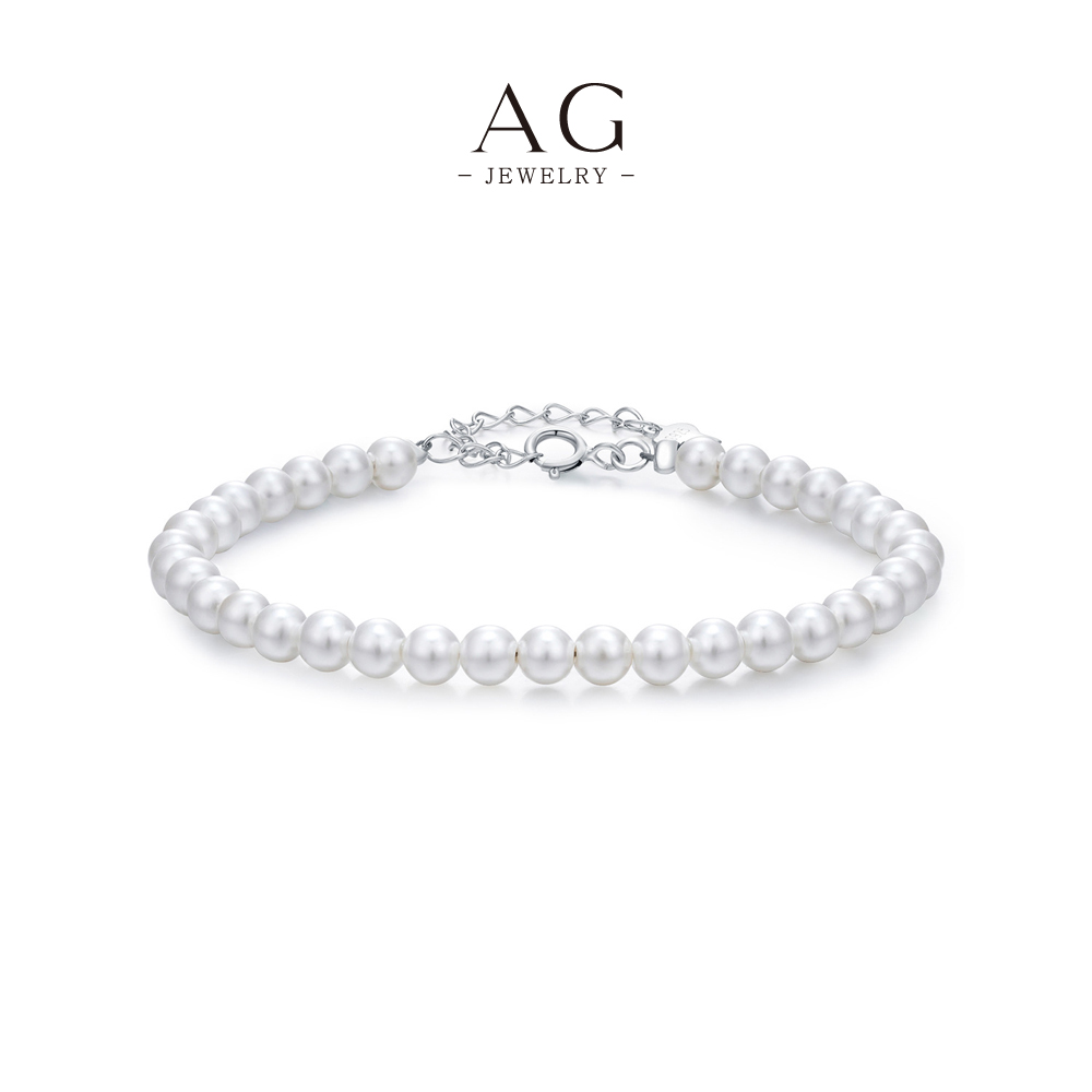 AG Pearl Strand Bracelet 925 Sterling Silver Classic Graduated Jewelry AGS7264