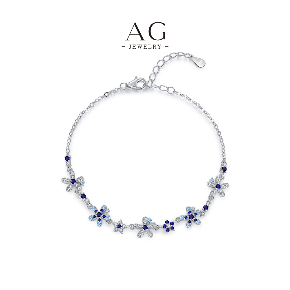 AG Floral Cluster Bracelet 925 Sterling Silver Botanical Garden Jewelry Collection AGRHB1683