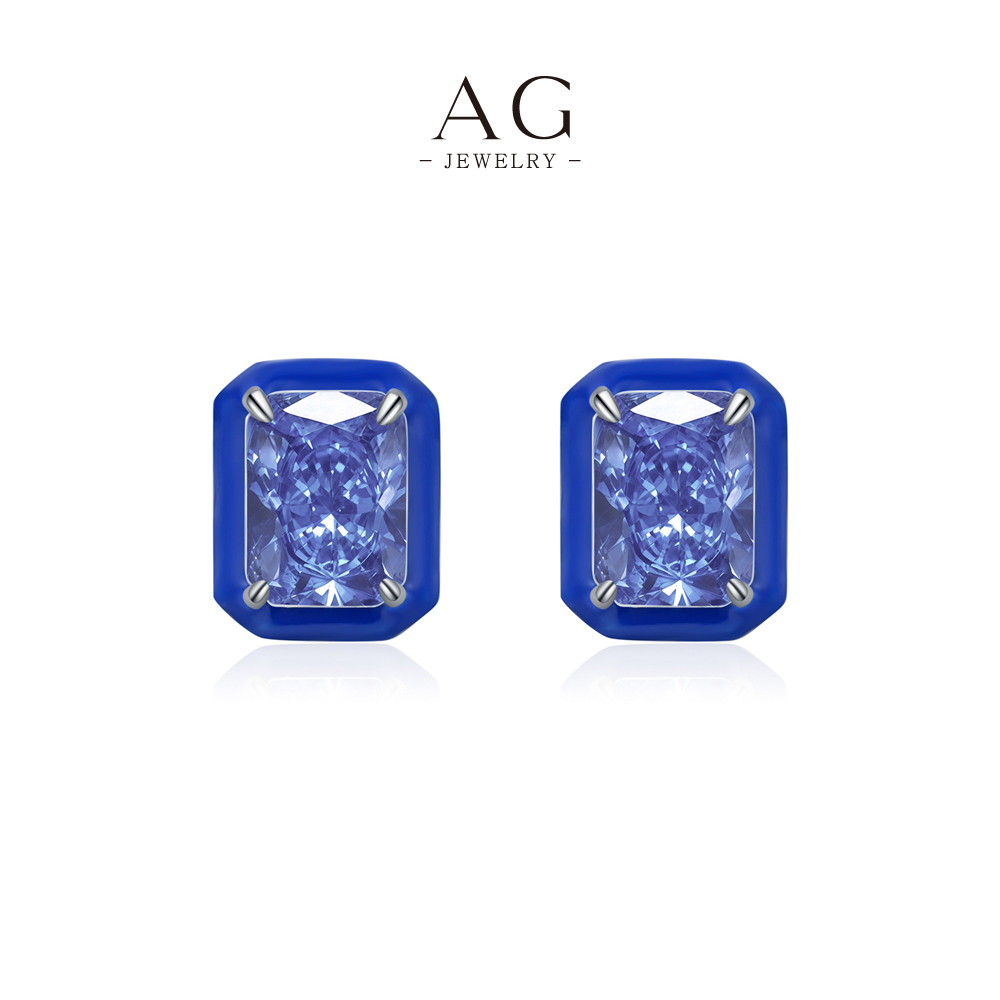 AG Purple Zircon Stud Earrings 925 Sterling Silver Amethyst Tone Jewelry AGRHE1800