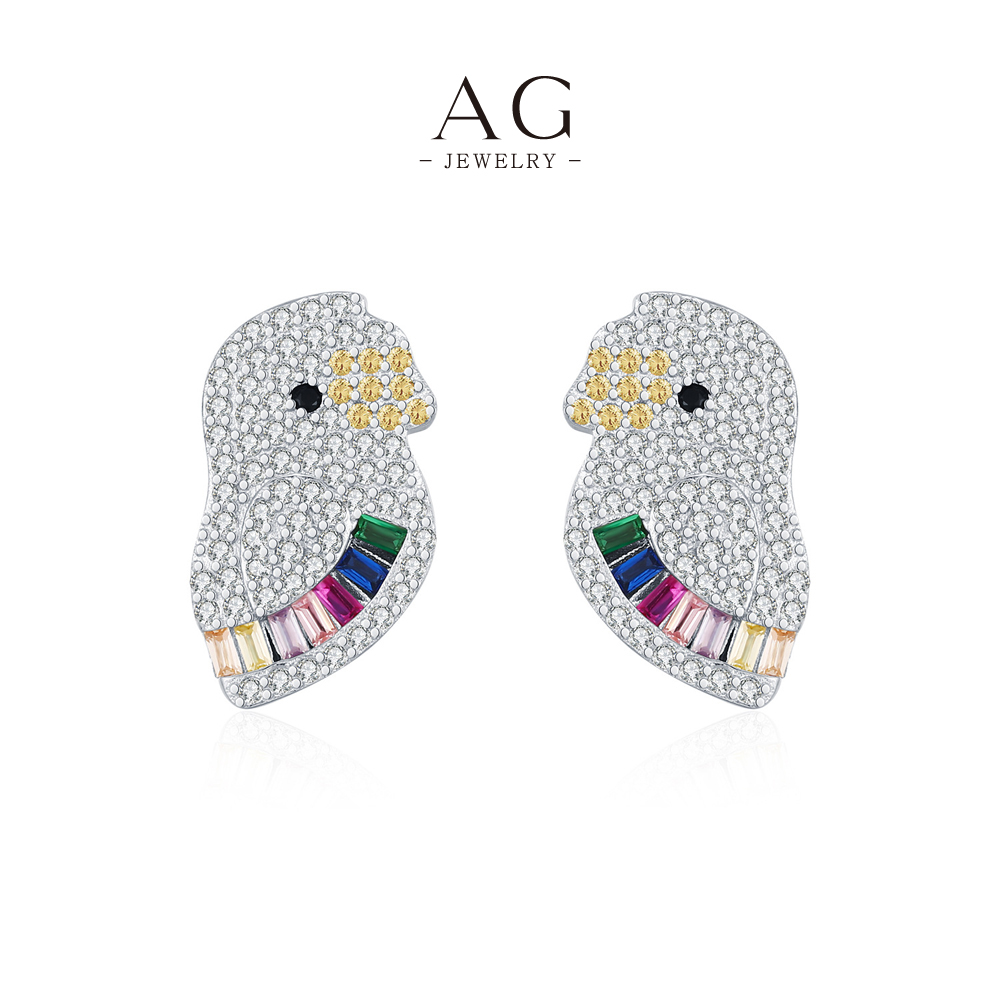 AG Adorable Bird Stud Earrings 925 Sterling Silver AGRHE1972
