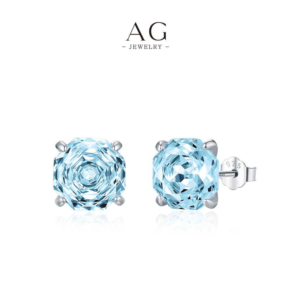 AG Multicolor Birthstone Zircon Stud Earrings 925 Sterling Silver Zodiac Jewelry Collection AGRHE1880