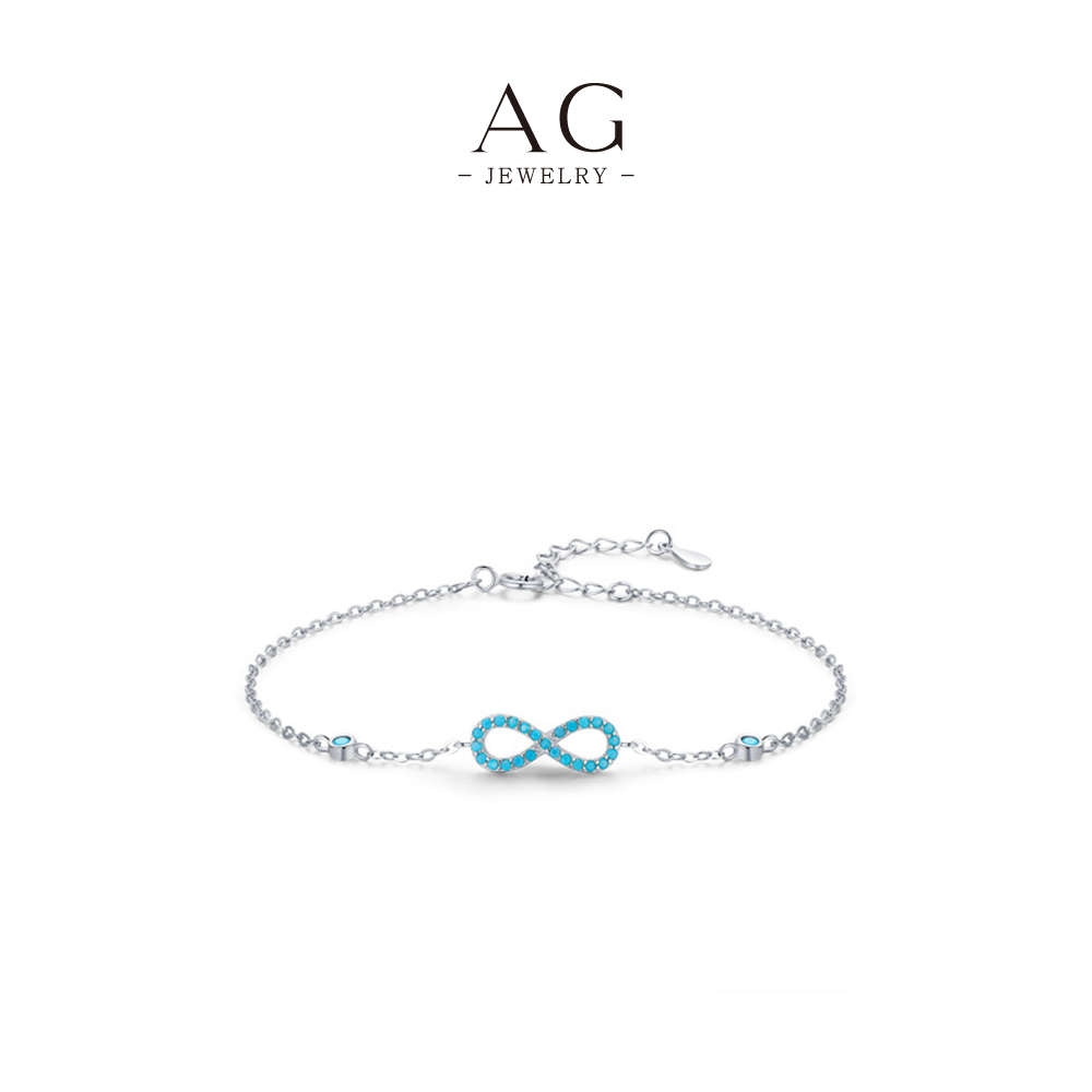 AG Infinity Turquoise Bracelet 925 Sterling Silver Eternal Desert Jewelry AGRHB965
