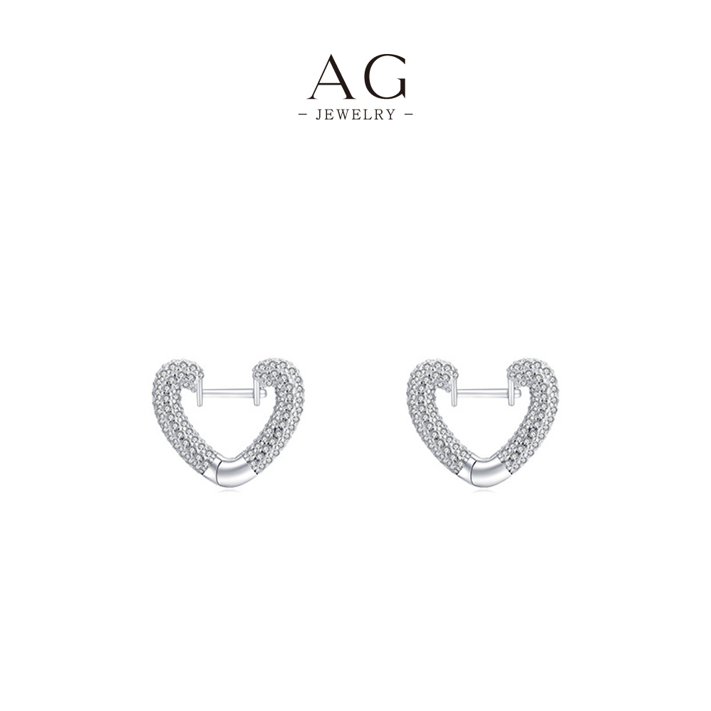 AG Heart Zircon Drop Earrings 925 Sterling Silver Eternal Love Gift Jewelry AGRHE1066
