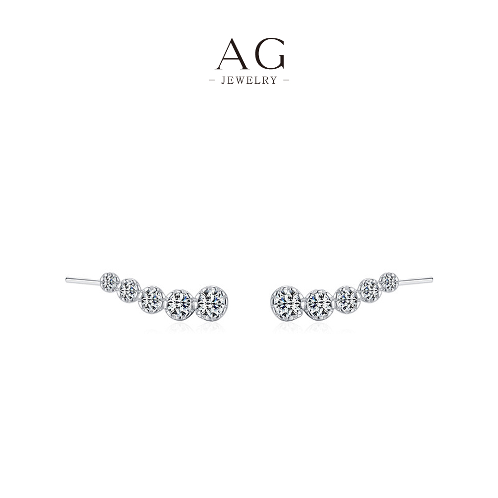 AG Graduated Zircon Earrings 925 Sterling Silver Cascading Diamond Alternative Jewelry AGRHE1213